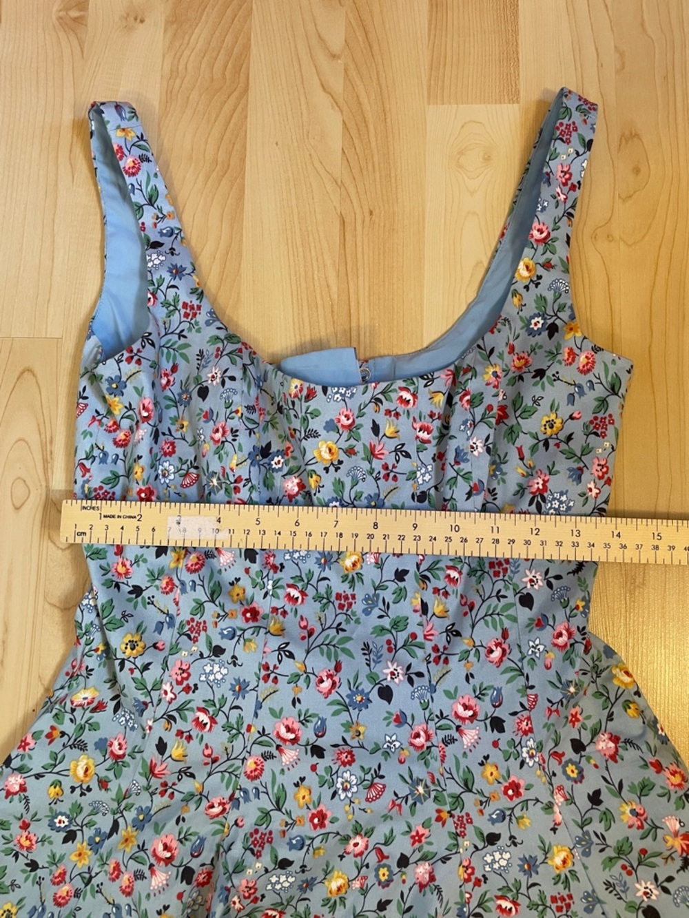 Betsey Johnson Retro Vintage Style Blue Floral Midi Dress, Size 8 - Picture 10 of 11
